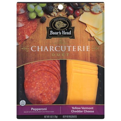 slide 1 of 1, Boars Head Bh Charcuterie Pepperoni And Vermont Cheddar Duo Pack - 6 Oz, 6 oz