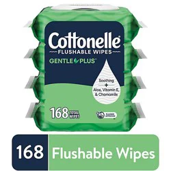 Cottonelle Gentleplus Flushable Wipes Flip-Top Packs 42 Wipes Per Pack - 4 Count