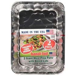 Handi Foil Giant Meal Prep Pans W Lids - 2 Ct