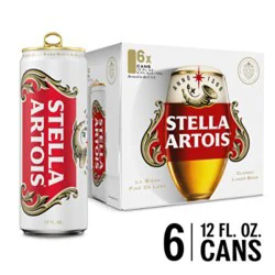 Stella Artois Premium Lager Beer Cans 5% Abv - 6-12 Oz