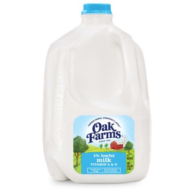 slide 1 of 1, Oak Farms 1% Lowfat With Vitamin A And D Milk Jug - 1 Gallon, 1 gal