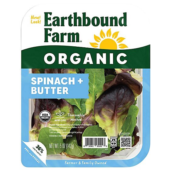 slide 1 of 1, Earthbound Farm Organic Spinach + Butter Tray - 5 Oz, 5 oz