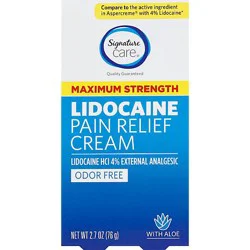 Signature Select/care Pain Relief Cream Lidocaine Max - 2.7 Oz