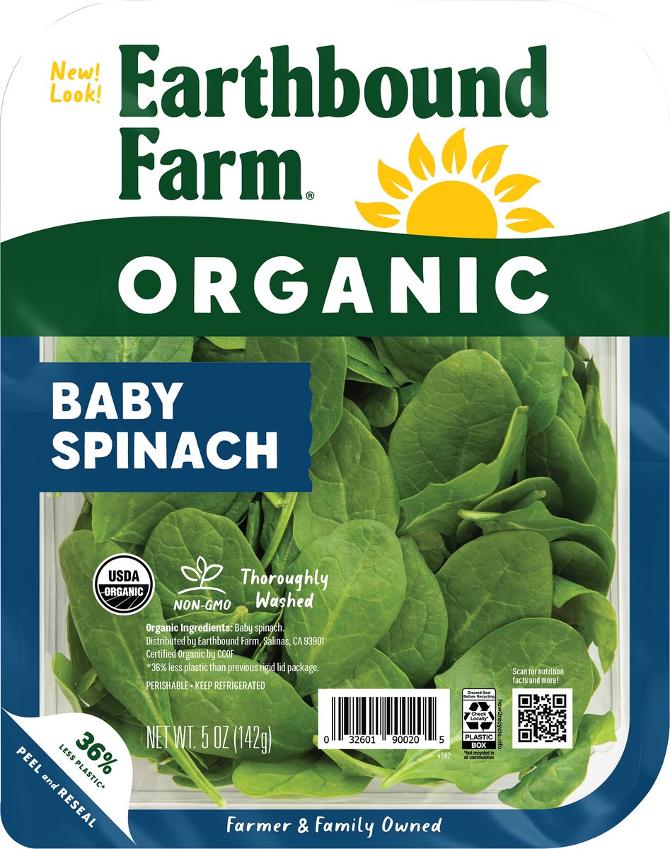 slide 2 of 5, Earthbound Farm Organic Baby Spinach Tray - 5 Oz, 5 oz