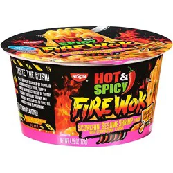 Nissin Hot & Spicy Fire Wok Scorchin Sesame Shrimp Cup - 4.55 Oz