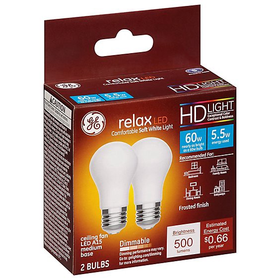 slide 1 of 1, Ge 60w Led Relax A15 - 2 Ct, 2 ct