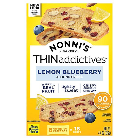 slide 1 of 1, Nonni's Thinaddictives Lemon Blueberry Thins - 4.44 Oz, 4.44 oz