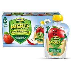 Mott's Mighty Honeycrisp Apple Applesauce Clear Pouches- 12-3.2 Oz