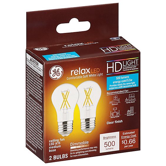 slide 1 of 10, Ge 60w Led Relax Clear - 2 Ct, 2 ct