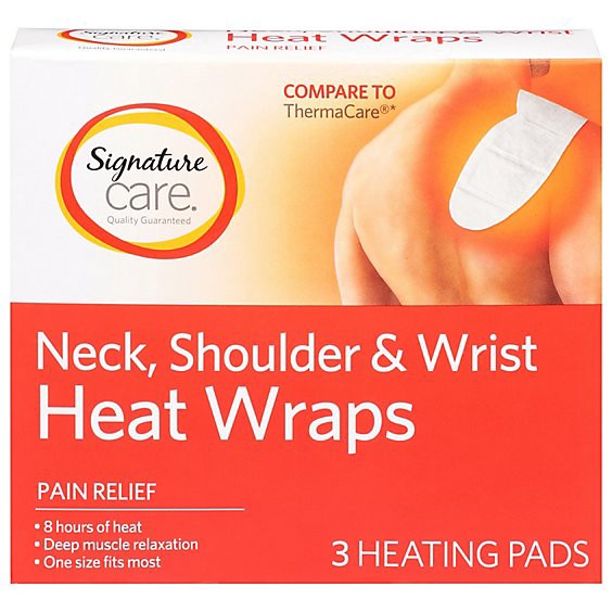 slide 1 of 1, Signature Select/care Neck Shoulder Wrist Heat Wrap Single Use - 3 Ct, 3 ct