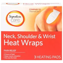 Signature Select/care Neck Shoulder Wrist Heat Wrap Single Use - 3 Ct