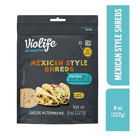 slide 1 of 13, Violife Just Like Mexican Style Shreds Shredded Cheese Dairy-Free Vegan - 8 Oz, 8 oz