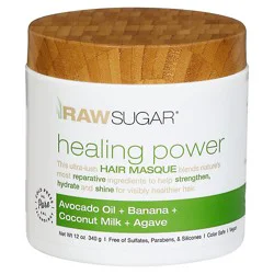 Raw Sugar Healing Power Avocado Banana Oil Coconut Milk Agave Hair Masque - 12 Oz