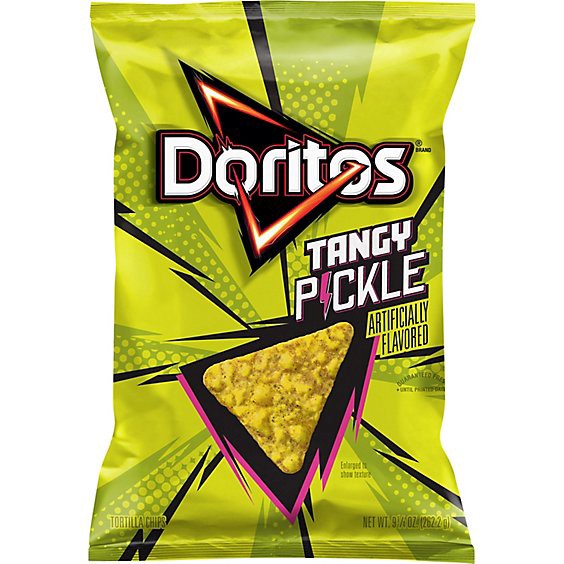 slide 1 of 7, Doritos Tangy Pickle Tortilla Chips - 9.25 Oz, 9.25 oz