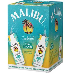 Malibu Rum Pina Colada Cans Pack - 4-355 Ml