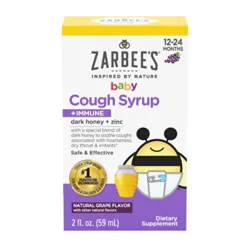 Zarbee's Baby Cough Syrup Immune With Honey And Zinc Natural Grape Flavor - 2 Fl. Oz.