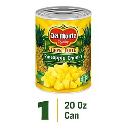Del Monte Pineapple Chunks In 100% Juice - 20 Oz