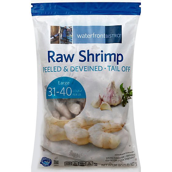 slide 1 of 1, Waterfront Bistro Shrimp Raw 31-40 Ct P&d Tail Off - 2 Lb, 2 lb