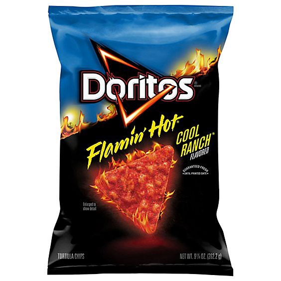 slide 1 of 7, Doritos Tortilla Chips Flamin Hot Cool Ranch 9 1/4 Oz - 9.25 Oz, 9.25 oz