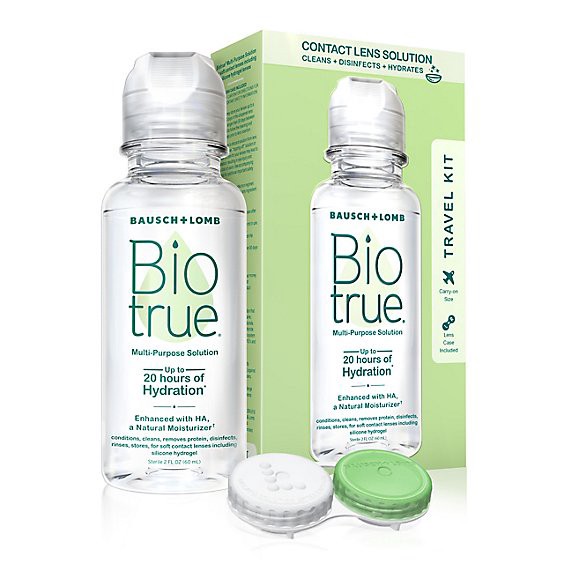 slide 1 of 1, Biotrue Multi-Purpose Contact Lens Solution Travel Pack With Contact Lens Case - 2 Fl. Oz., 2 fl oz