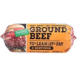 Signature Select 73% Lean 27% Fat Chub Ground Beef - 16 Oz