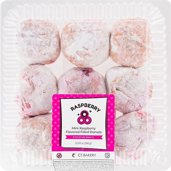 slide 1 of 11, Ct Bakery-Mini Raspberry Filled Donuts Yeast Raised Donuts With Raspberry Filling - 12.06 Oz, 12.06 oz