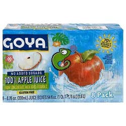 Goya 100 % Apple Juice 6.76 Fl. Oz Pack 8 - 54 Fz