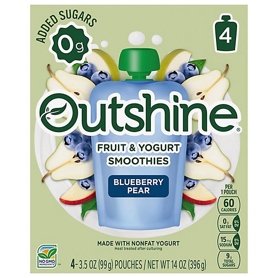 slide 1 of 5, Outshine Blueberry Smoothie Pouches - 4-3.5 Oz, 4 ct; 3.5 oz