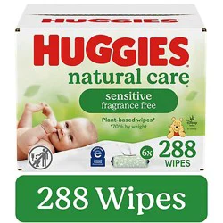 Huggies Natural Care Sensitive Unscented Baby Wipes Flip-Top Packs 288 Wipes Total - 6 Count