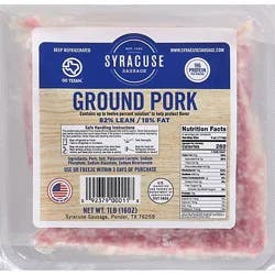 Syracuse Sausage Ground Pork Frozen - 16 Oz