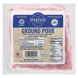 Syracuse Sausage Ground Pork Frozen - 16 Oz