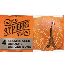 St Pierre Sesame Seed Brioche Burger Buns 4 - 8.8 Oz