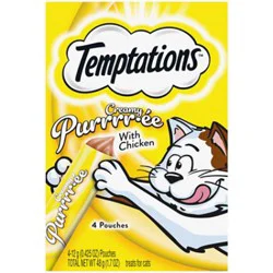 Temptations Creamy Puree With Chicken Lickable Squeezable Adult Cat Treats 4 Count - 12 G