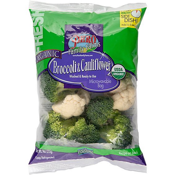 slide 1 of 12, Pero Broccoli & Cauliflower Florets Organic - 9 Oz, 9 oz