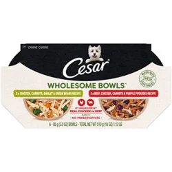 Cesar Wholesome Bowls Chicken Green Beans/beef Chicken & Potatoes Adult Soft Wet Dog Food - 6-3 Oz