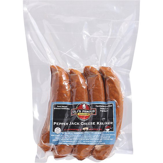 slide 1 of 1, Ulis Famous Smoked Pepper Jack Cheese Krainer Sausge - 16 Oz, 16 oz