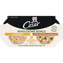 Cesar Wholesome Bowls Chicken And Chicken Sweet Potato Adult Wet Dog Food Multipack - 6-3 Oz