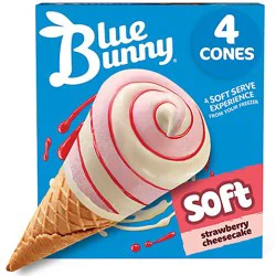 Blue Bunny Twist Cones Strawberry Cheesecake Frozen Dairy Dessert Wrappers Multipack - 4-4.5 Fl. Oz.
