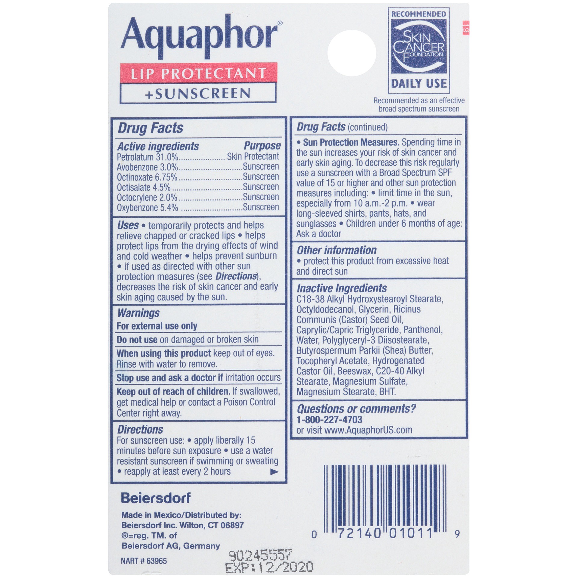 slide 2 of 4, Aquaphor Lip Repair And Protect Broad Spectrum SPF 30 - 0.35 Fl. Oz., 0.35 fl oz