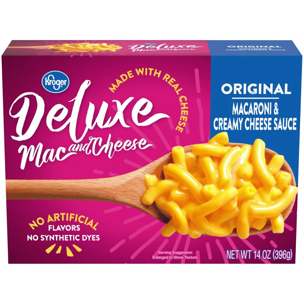 slide 1 of 2, Kroger Deluxe Original Macaroni & Cheese, 14 oz