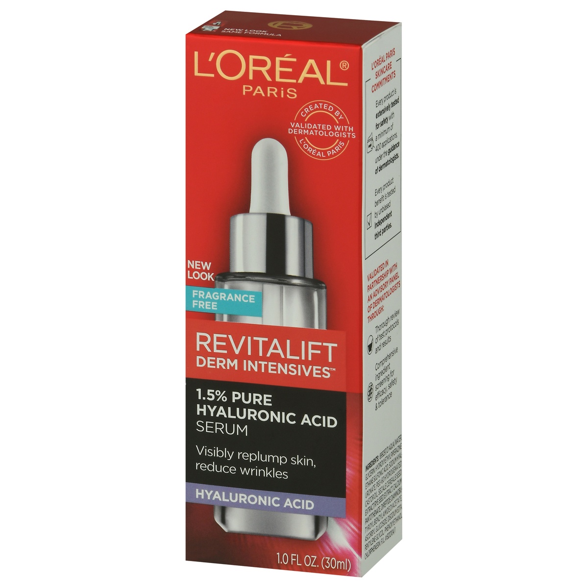 slide 3 of 10, L'Oréal Revitalift Derm Intensives Hyaluronic Acid Facial Serum Paraban Free, 1 fl oz