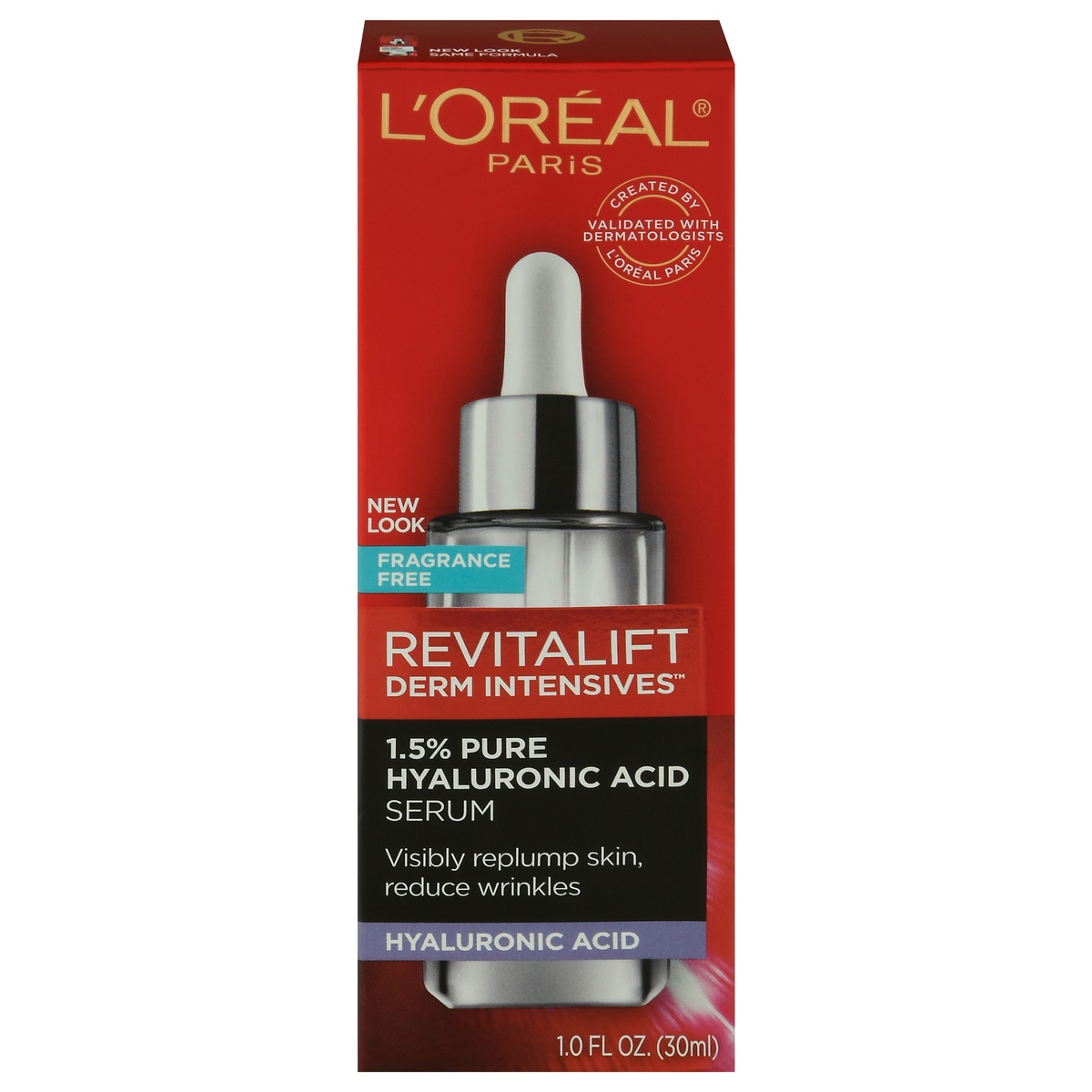 slide 1 of 10, L'Oréal Revitalift Derm Intensives Hyaluronic Acid Facial Serum Paraban Free, 1 fl oz
