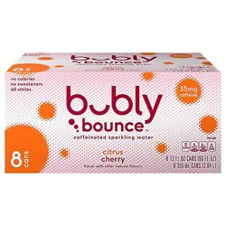 Bubly Bounce Caffeinated Sparkling Water Citrus Cherry - 8-12 Fl. Oz.