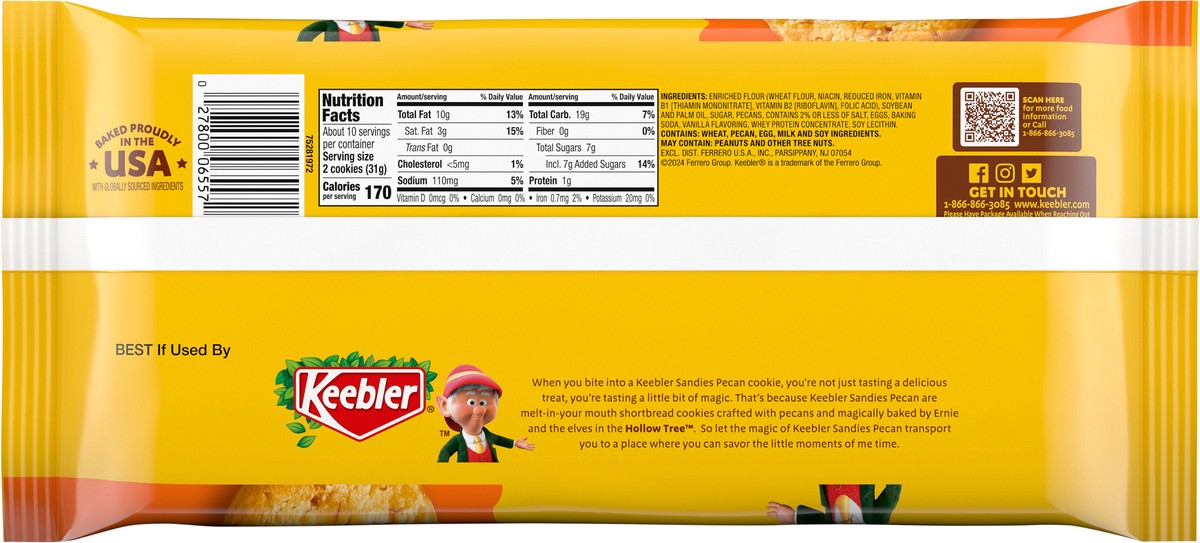 slide 2 of 13, Keebler Sandies Pecan Cookies Shortbread Cookies With Crunchy Pecans - 11.3 Oz, 11.3 oz