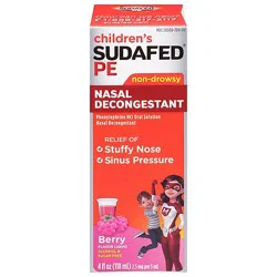 Sudafed Pe Children Berry Flavor Liquid Nasal Decongestant - 4 Fl. Oz.