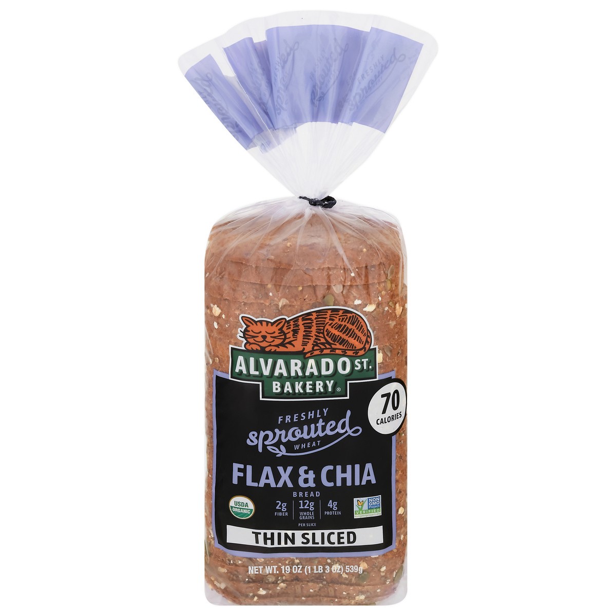 slide 4 of 12, Alvarado Street Bread Sprouted Flax Chia Thin Sliced - 19 Oz, 19 oz