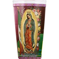 Drinking Glass Candle Virgen De Guadalupe White Wax - Ea