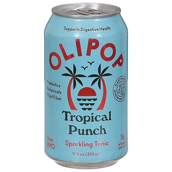 slide 1 of 12, Olipop Tropical Punch Prebiotic Soda Can - 12 Fl. Oz., 12 fl oz