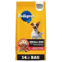 Pedigree Complete Nutrition Grilled Steak And Vegetable Small Dog Adult Dry Dog Food Bag - 14 Lbs