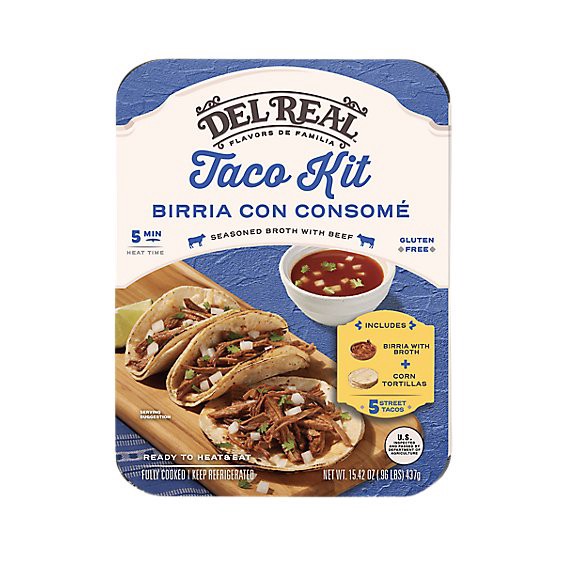 slide 1 of 1, Del Real Foods Beef Birria Taco Kit - 15.42 Oz, 15.42 oz